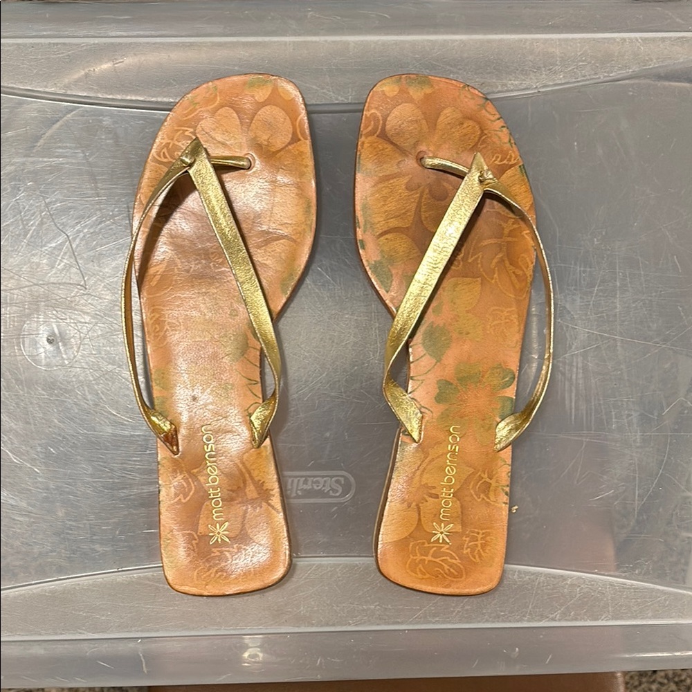 Matt Bernson Gold and Brown Minimalist Sandals